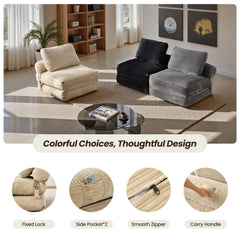 OVIOS Bean Bag Bed Folding Sofa Bed – Convertible Sleeper Chair with Pillow & Back Support